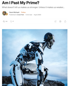 Image of screenshot from medium showing a robot crouching